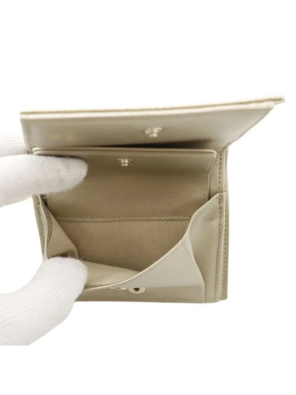 Chanel Bifold Wallet CC Logo Small Flap Caviar Leather